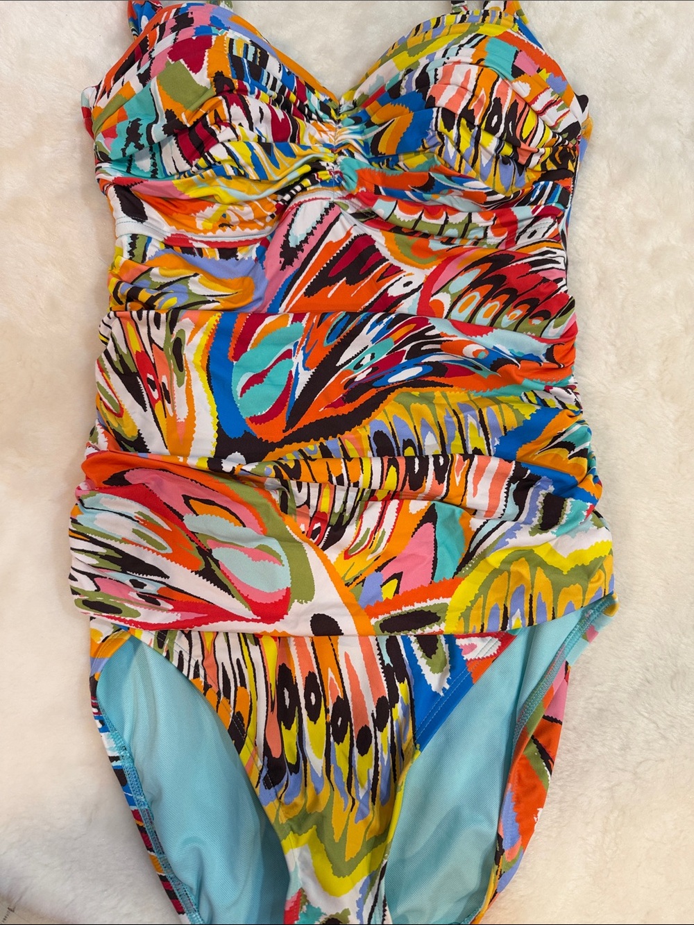 🌺 Bleu Rod Beattie One-Piece Swimsuit Size 8 Colorful Abstract Print Tummy Cntrl